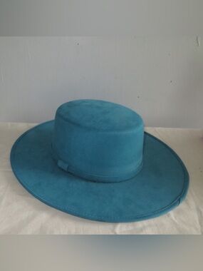 Bolero boater hat Stylish Wide-Brim Teal Women's Felt Hat